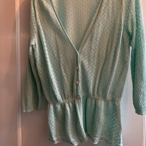 ModCloth mint pointelle cardigan sweater cinched waist. No tags but never worn.